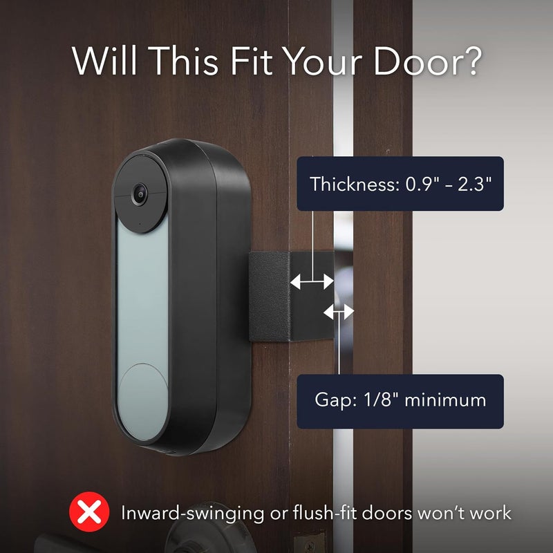 Wasserstein Anti-Theft Mount Compatible with Google Nest Doorbell Battery - No-Drill Installation (Black) - Image 2